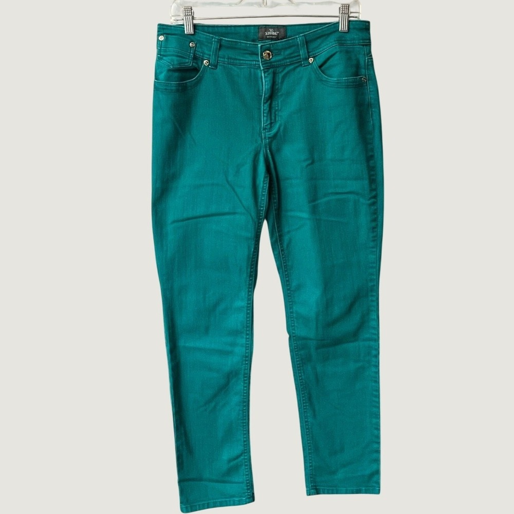 Chico's So Slimming Mid Rise Denim Green Ankle Jeans Women 0.5 Stretch NWT